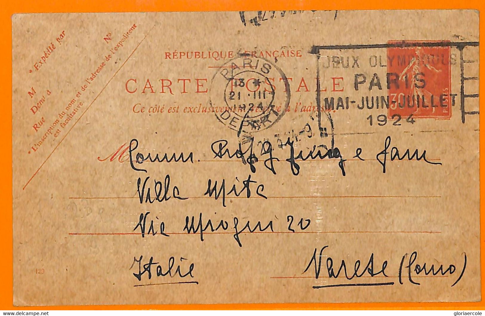 Aa2925 - FRANCE - POSTAL HISTORY - 1924 Olympic Games POSTMARK On STATIONERY - Ete 1924: Paris