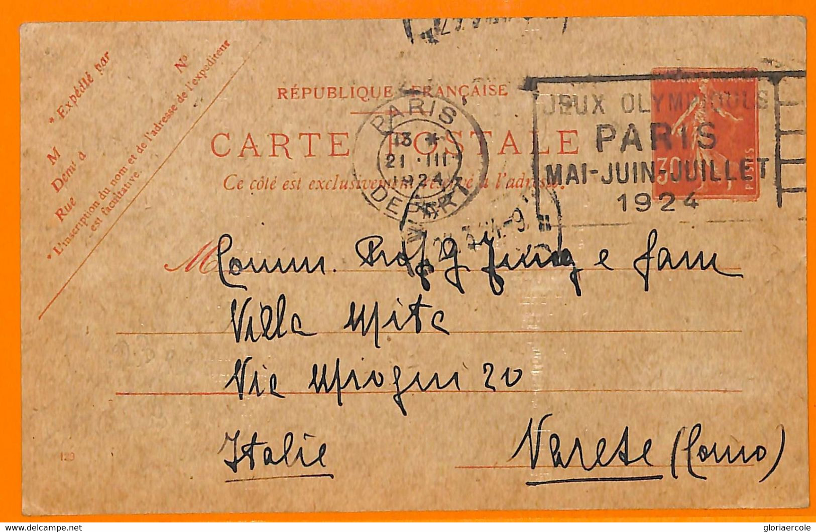 Aa2925 - FRANCE - POSTAL HISTORY - 1924 Olympic Games POSTMARK On STATIONERY - Verano 1924: Paris