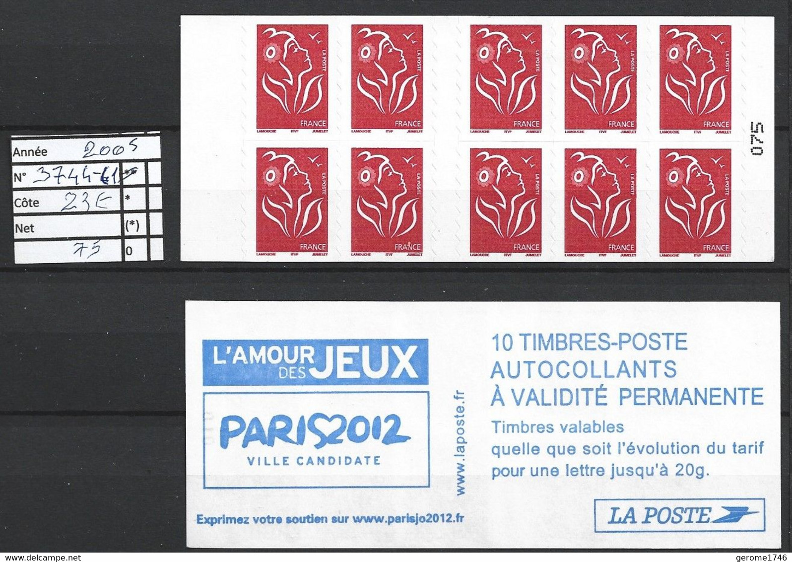 ANNEE 2005 SPLENDIDE LOT DE LUXE CARNET NON PLIER N° 3744-C1 NEUF (**) CÔTE 23.00€ Y&T A SAISIR!!!!!! - Commemoratives