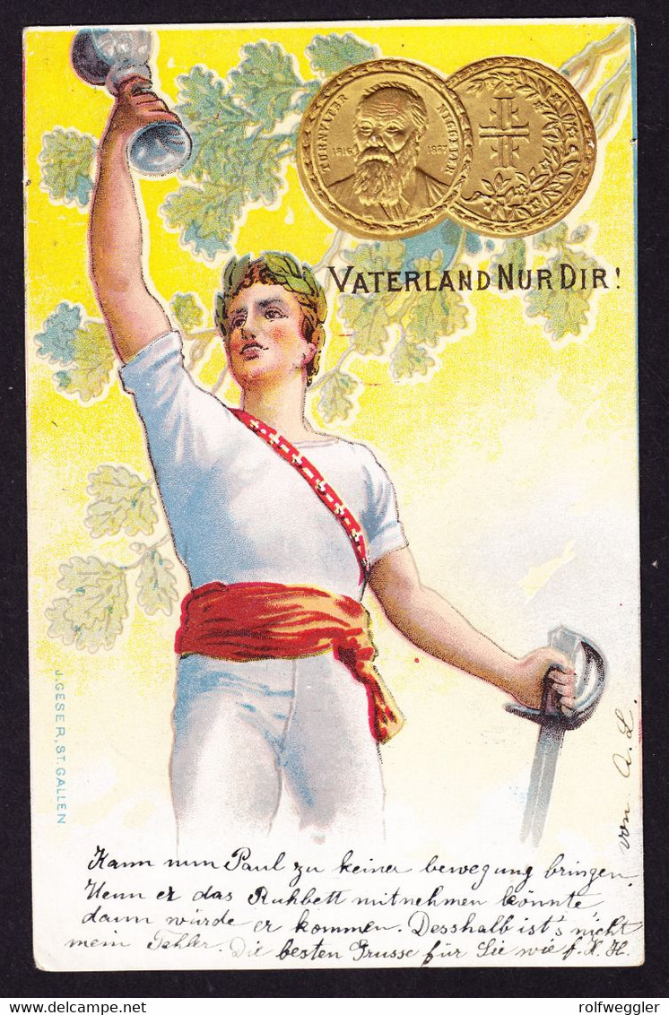 1902 Turner Mit Gold Medaille Und Pokal. 2 Gelaufene AK (1 Mit Aufdruck: Zch. Kant. Turnfest In Wetzikon) - Wetzikon