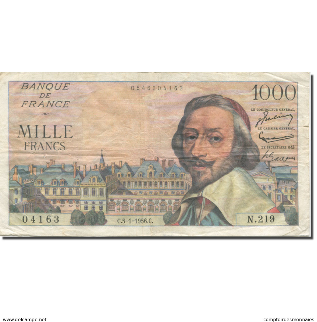 France, 1000 Francs, Richelieu, 1956, 1956-01-05, TTB, Fayette:42.18, KM:134a - 1 000 F 1953-1957 ''Richelieu''