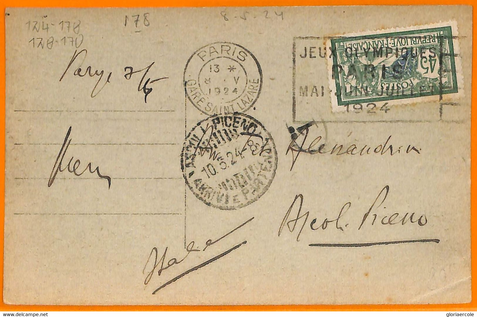 Aa2933  - FRANCE - POSTAL HISTORY - 1924 Olympic Games POSTMARK On Postcard - Estate 1924: Paris