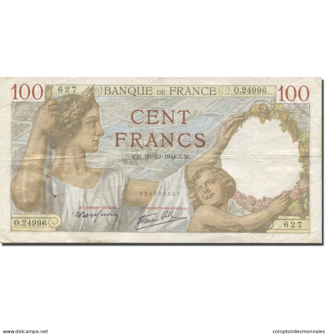 France, 100 Francs, Sully, 1941, 1941-10-30, TTB, Fayette:26.59, KM:94 - 100 F 1939-1942 ''Sully''