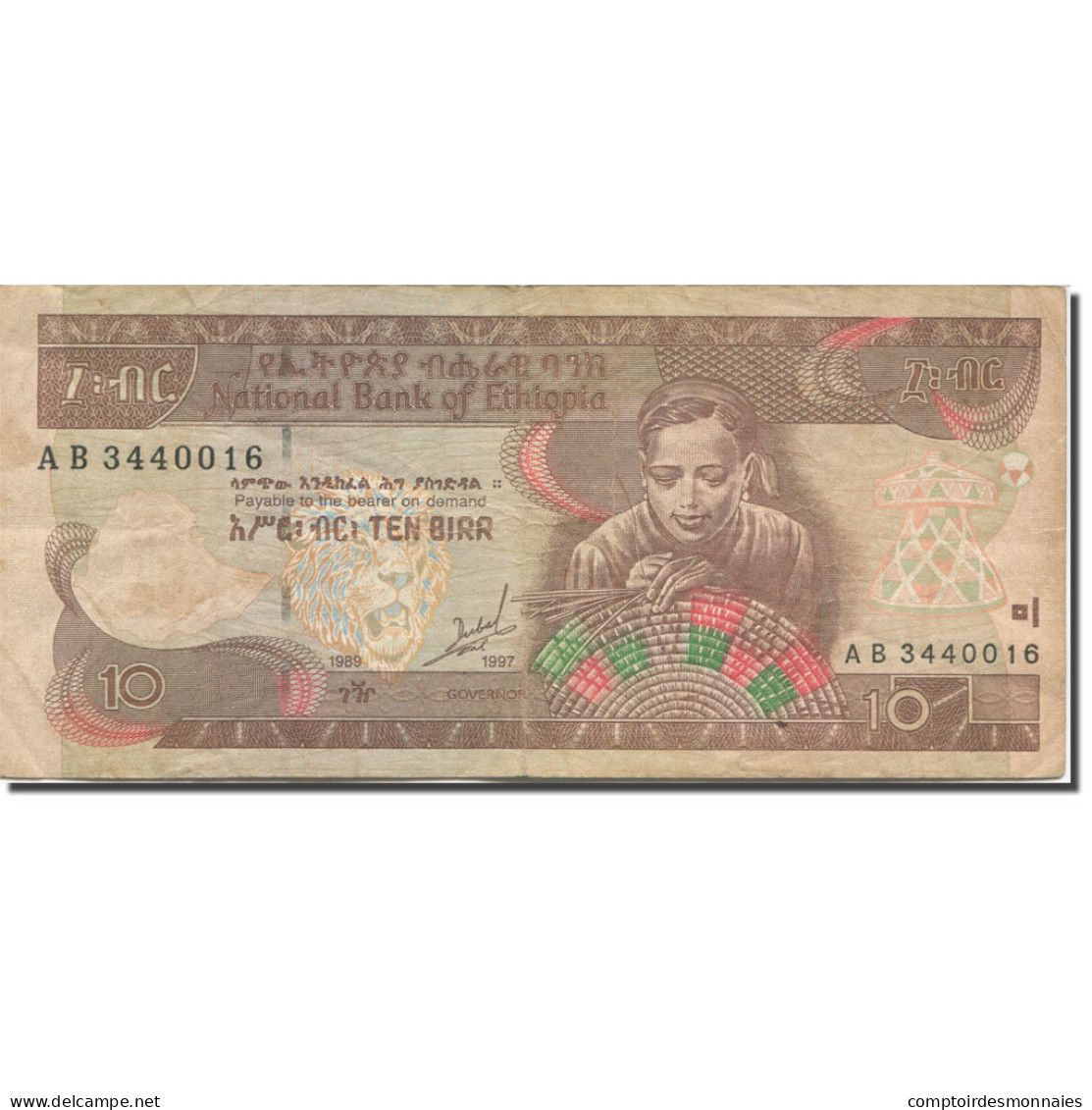 Billet, Éthiopie, 10 Birr, 1989-1997, KM:48a, TTB - Etiopía