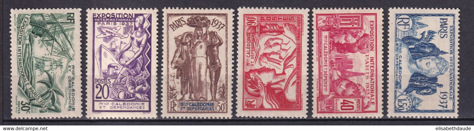 EXPO 1937 - NOUVELLE CALEDONIE - YVERT N°166/171 * MLH - COTE  = 27 EUR. - Ongebruikt