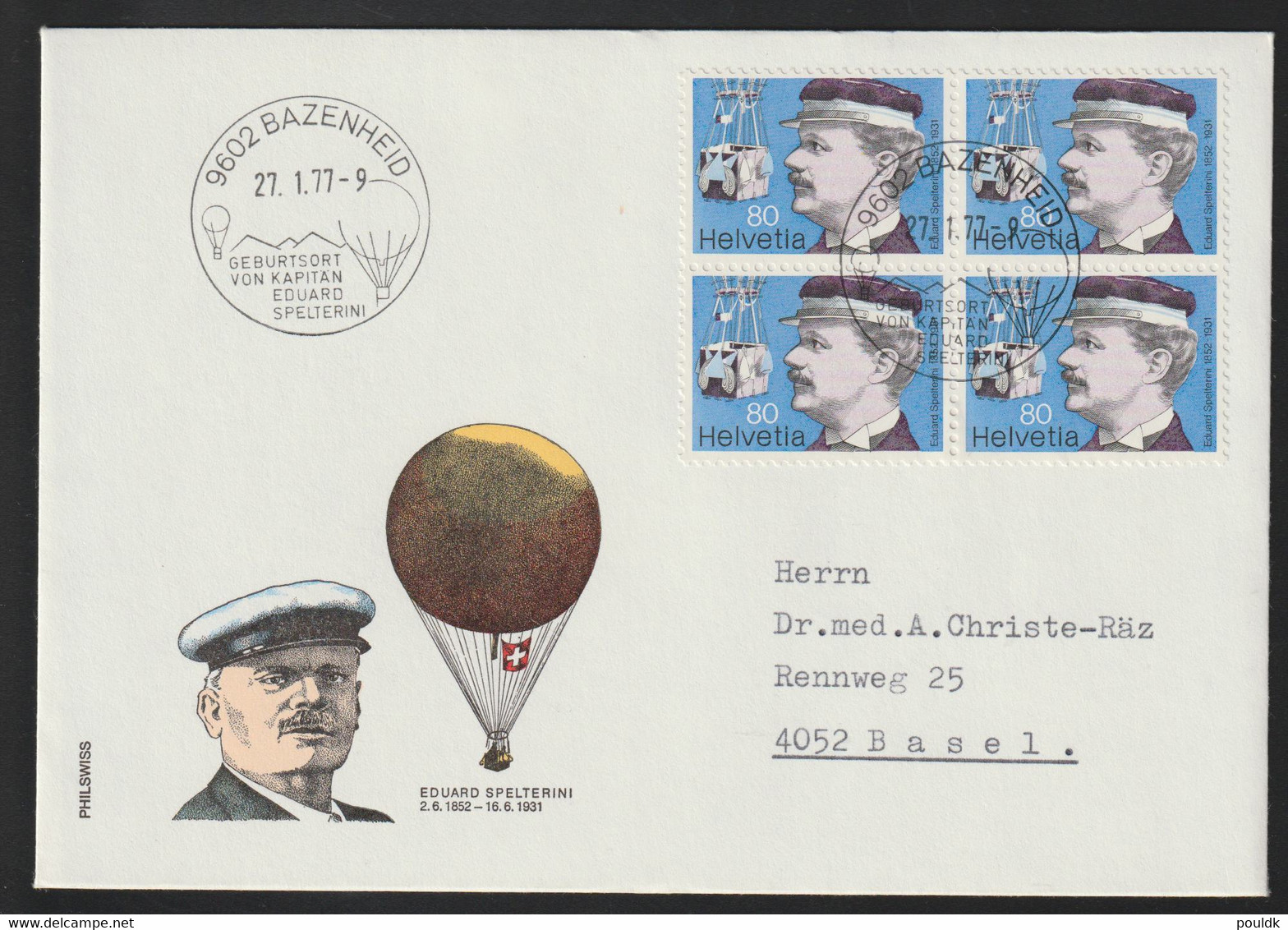 Switzerland FDC 1977 Flugpionere (G121-59) - FDC