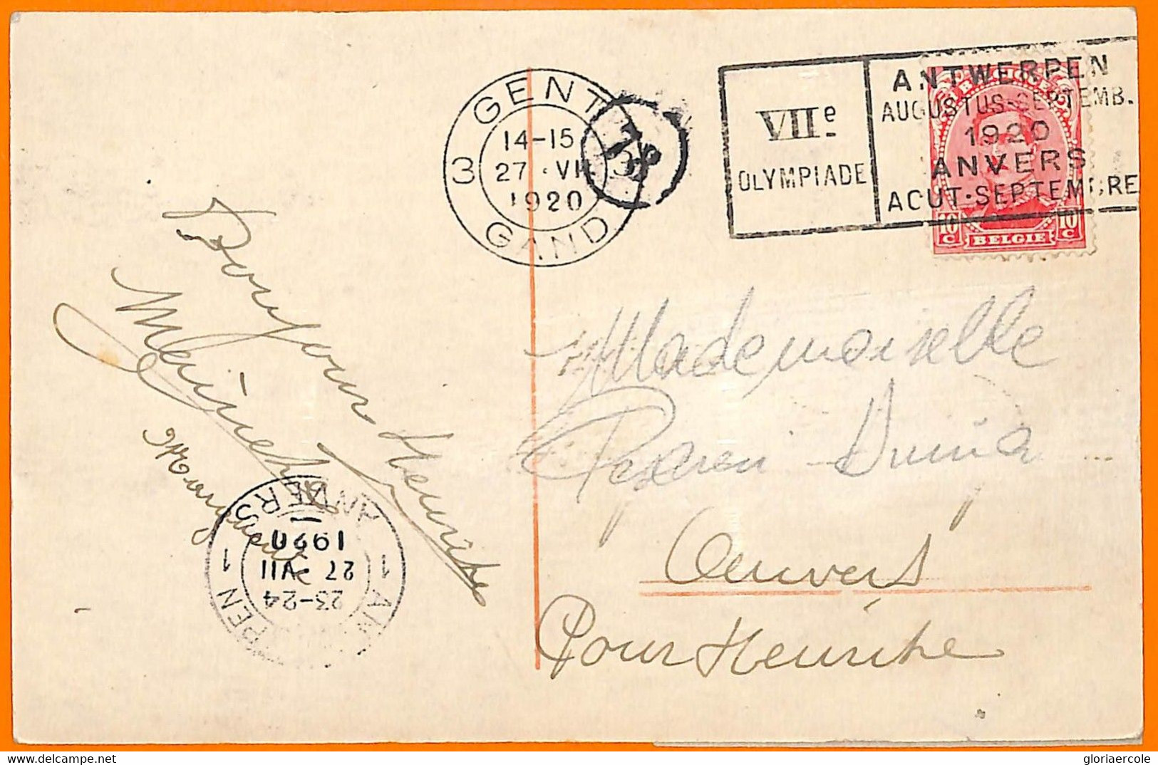 Aa2938 - BELGIUM - POSTAL HISTORY - 1920 Olympic Games CARD:  GENT 3 - Sommer 1920: Antwerpen