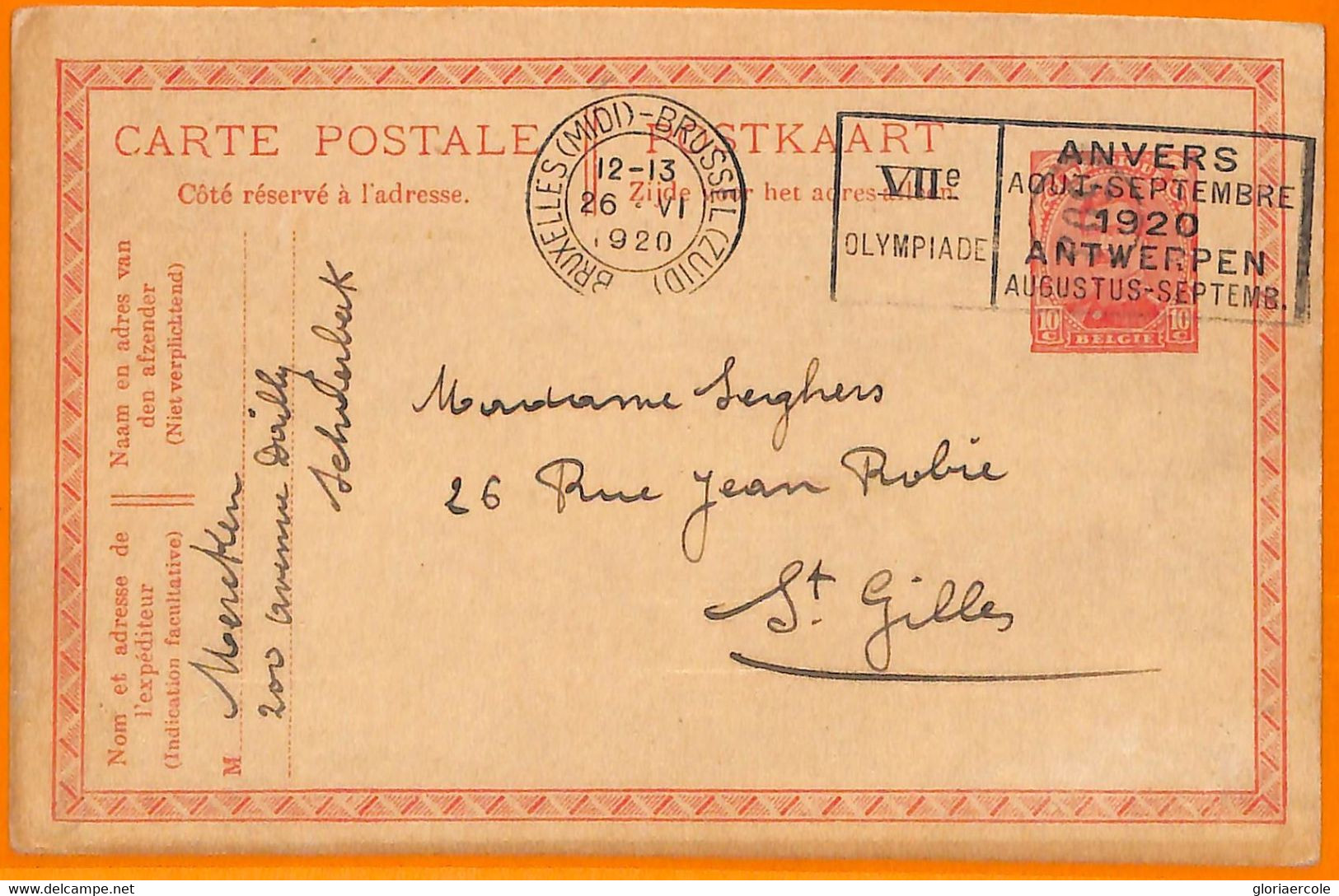 Aa2939 - BELGIUM - POSTAL HISTORY - 1920 Olympic Games STATIONERY CARD - Sommer 1920: Antwerpen