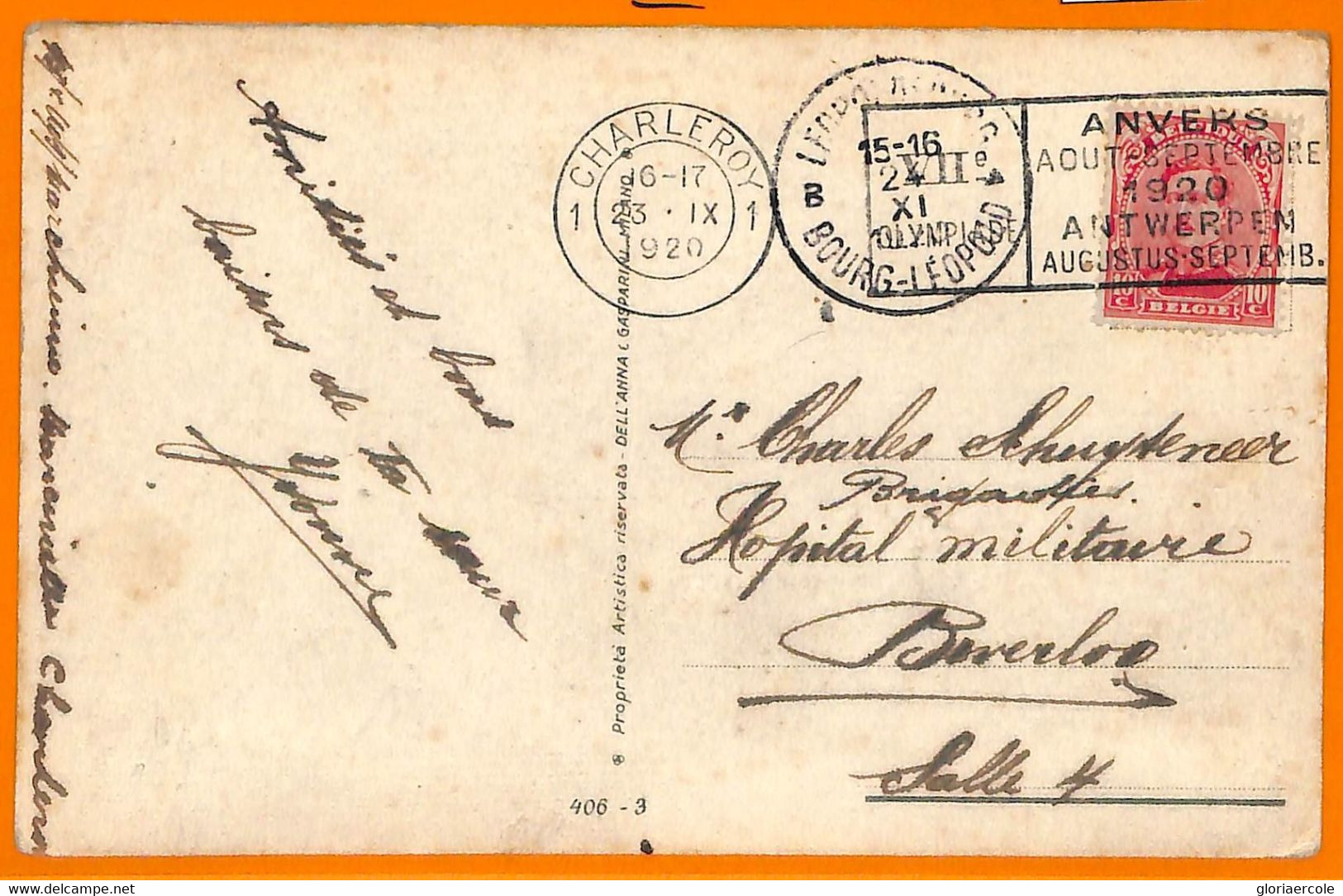 Aa2941 - BELGIUM - POSTAL HISTORY - 1920 Olympic Games Postmark: CHARLEROI - Estate 1920: Anversa