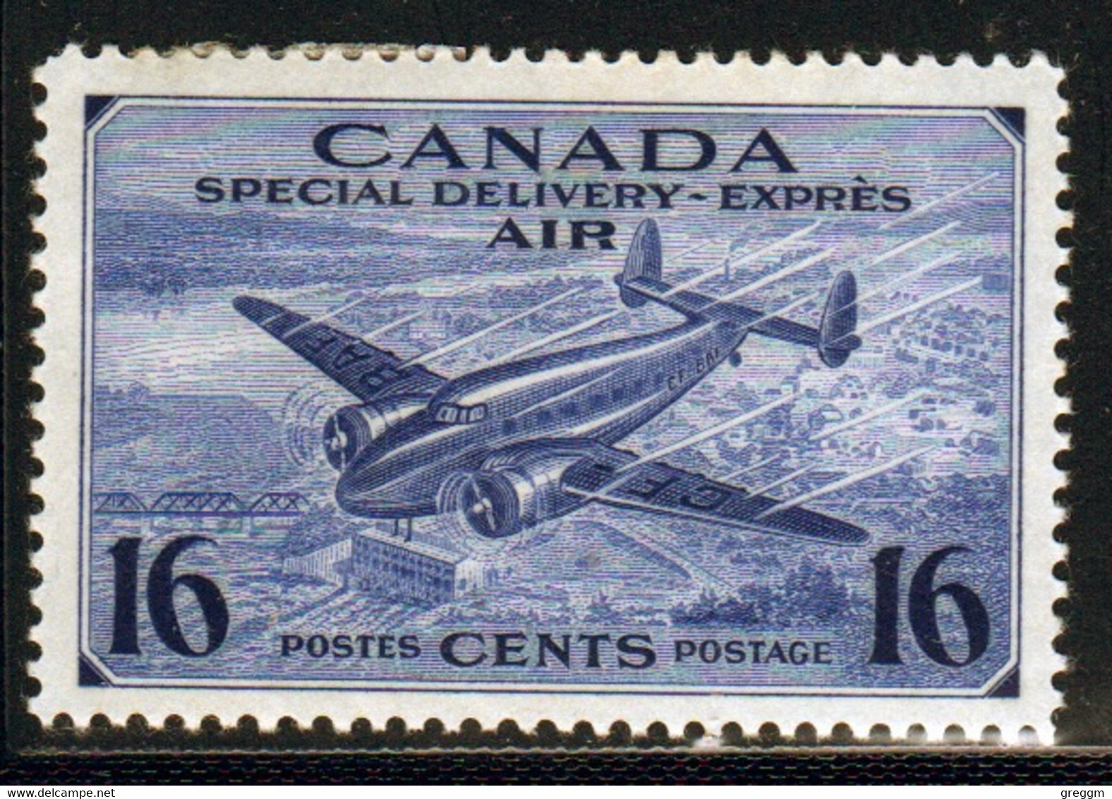 Canada 1942 Single 16c Stamp Issued To For Air Special Delivery In Mounted Mint - Exprès