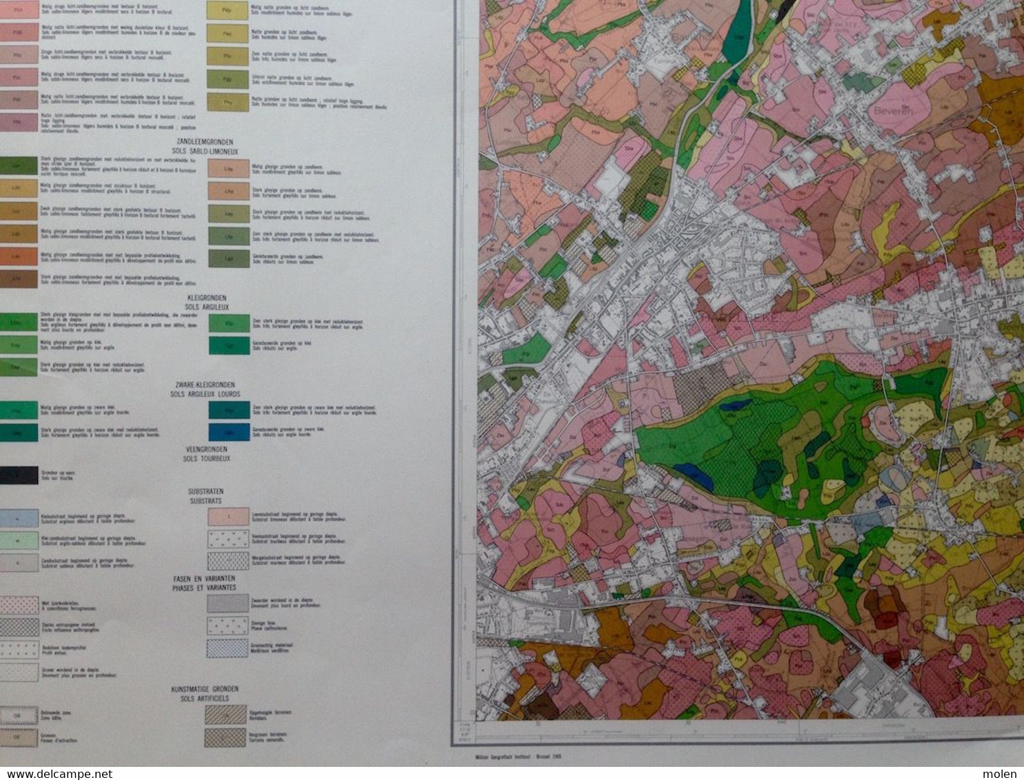 BODEM-KAART HARELBEKE BEVEREN-LEIE STASEGEM DEERLIJK BAVIKHOVE DESELGEM WIELSBEKE VICHTE OOIGEM Landbouw Stafkaart R799 - Harelbeke