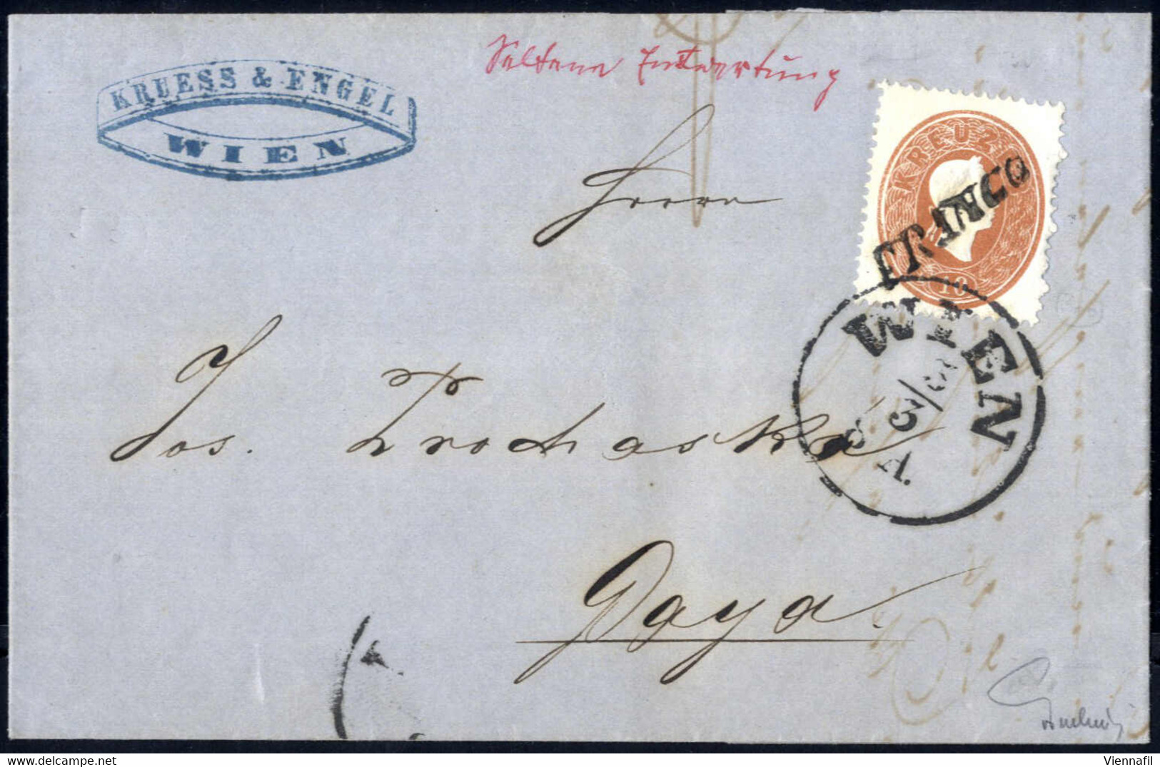 Cover 1860, Lot Mit Drei Briefen, Alle Mit "Franco" Stempel Bzw. Handschriftlich Vom Absender Vorausentwertet, Ein 10 +  - Otros & Sin Clasificación