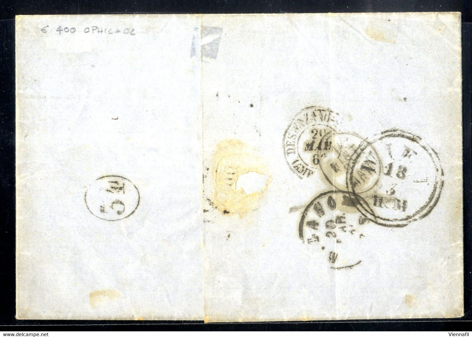 Cover 1864, Brief über Fünf Sektionen Von Wien - Unter Meidling 18.3.1866 Nach Mailand Mit Zwei Stück 3 Kr. Grün + 5 Kr. - Otros & Sin Clasificación
