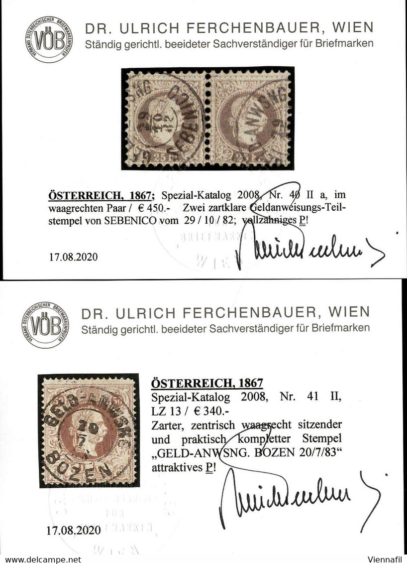 O 1874, "Feiner Druck", 25 Kr. Mit Stempel Von Teplitz, Paar 25 Kr. Mit Stempel Von Sebenico, 50 Kr. Mit Stempel Von Boz - Otros & Sin Clasificación