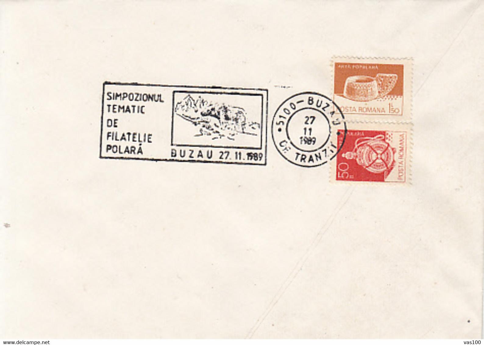 POLAR PHILATELY, EVENTS, POLAR PHILAELIC EXHIBITION SPECIAL POSTMARK, FOLKLORE ART STAMPS ON COVER, 1989, ROMANIA - Événements & Commémorations