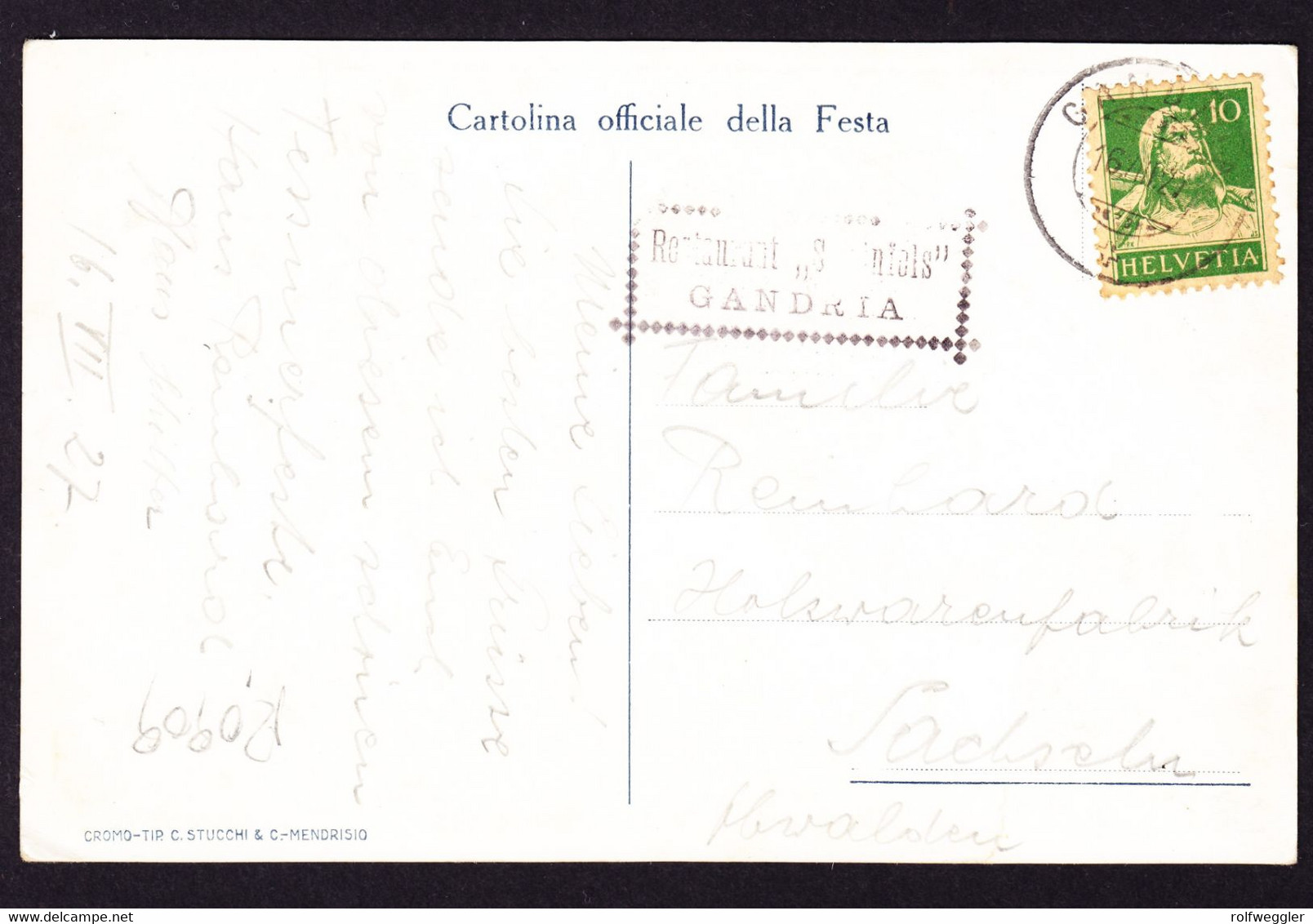 1927 Gelaufene Offizielle Festkarte XIX. Fest Cantonale Ginnastica In Mendrisio. Minim Bügig - Mendrisio