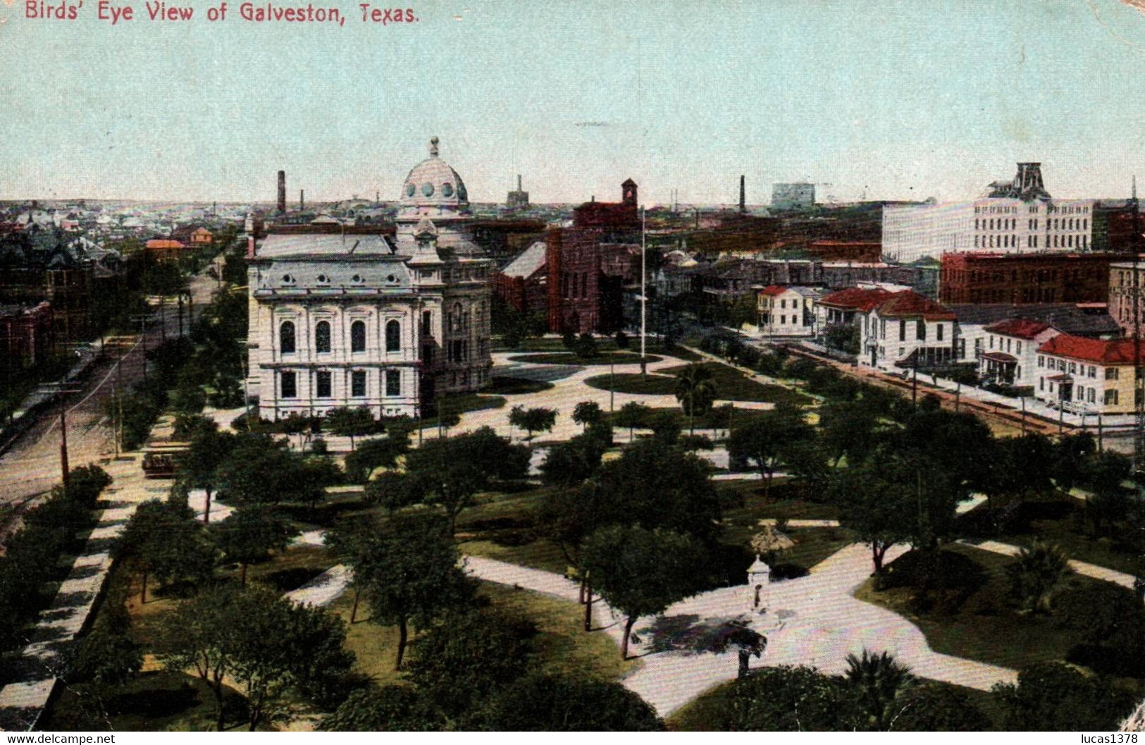 ETATS UNIS.TEXAS.BIRDS EYE VIEW OF GALVESTON / 1910 - Galveston