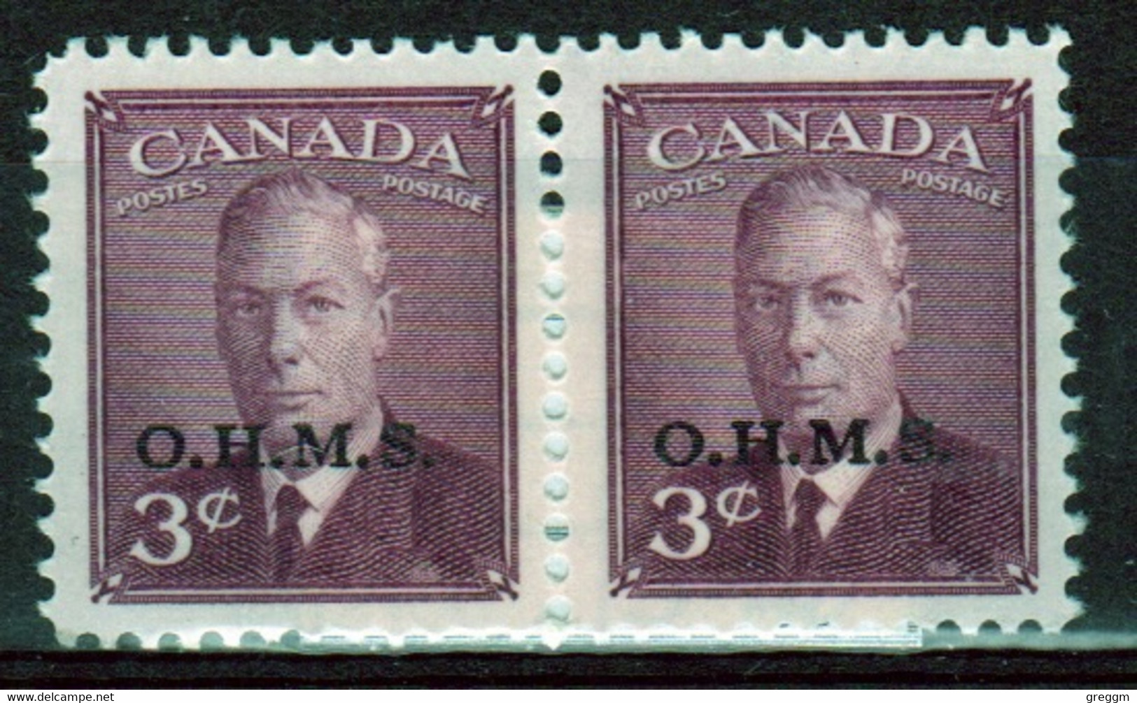 Canada 1949-50 Pair Of 3c Stamps Overprinted O.H.M.S. In Unmounted Mint - Surchargés