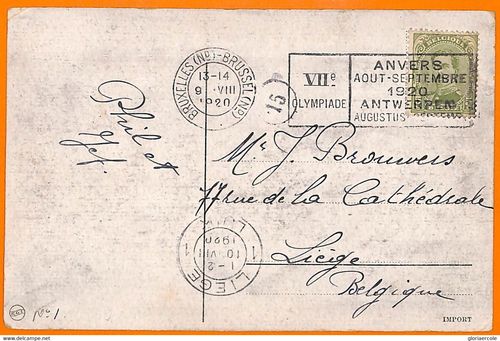 Aa2944 - BELGIUM - POSTAL HISTORY - 1920 Olympic Games Postmark On POSTCARD - Ete 1920: Anvers