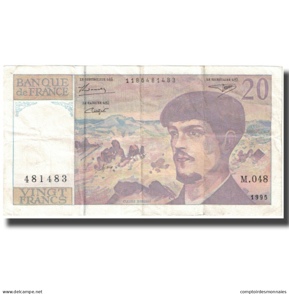 France, 20 Francs, Debussy, 1995, TTB, Fayette:66ter.1, KM:151h - 20 F 1980-1997 ''Debussy''