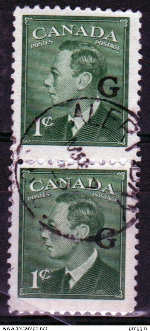 Canada 1950 Pair Of 1c Stamp Overprinted 'G'. In Fine Used - Overprinted