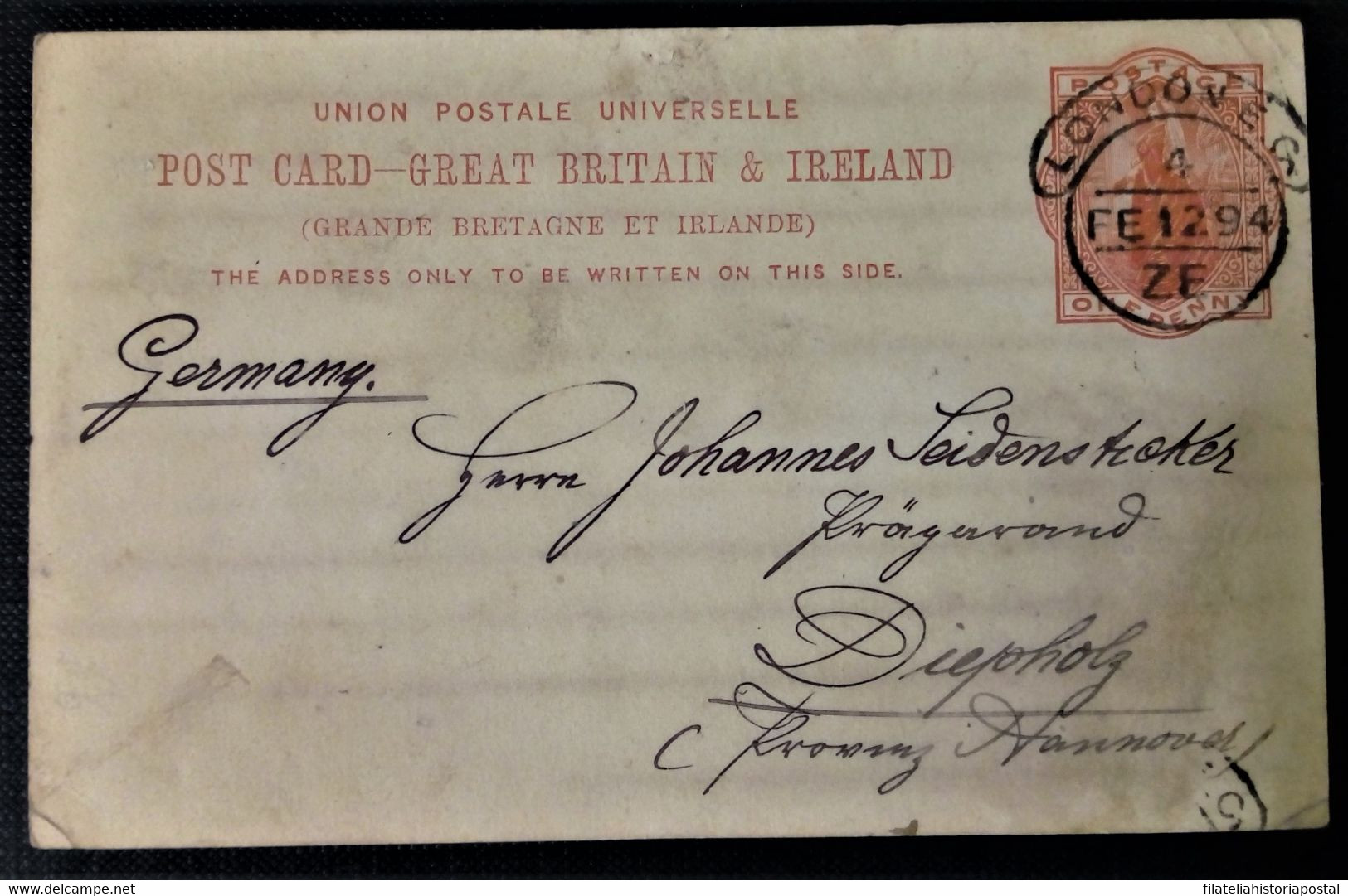 1120 GREAT BRITAIN GRANDE BRETAGNE GRAN BRETAÑA LONDON 1894 POSTAL STATIONERY - Non Classés