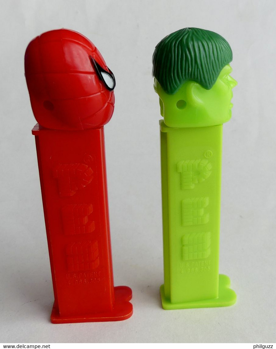 2 FIGURINES  PEZ Marvel Spiderman Et Hulk 1991 4.966.305 Usine 5 Figurine - Pez