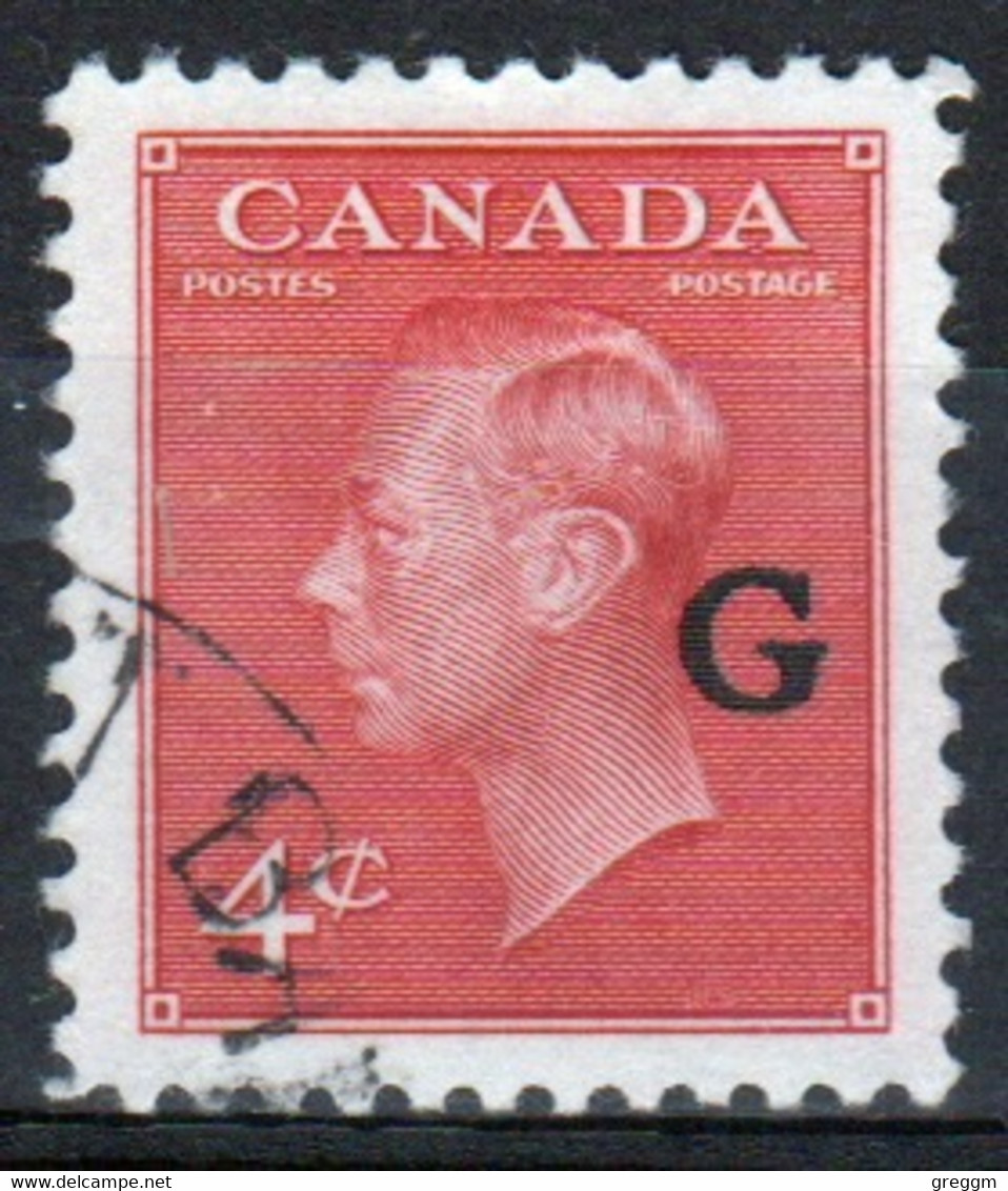 Canada 1950 Single  4c Stamp Overprinted 'G'. In Fine Used - Overprinted