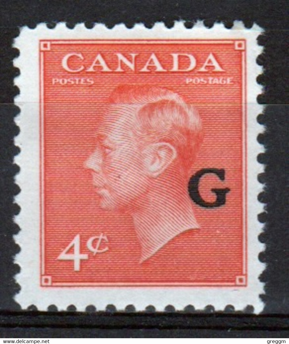 Canada 1950 Single 4c Stamp Overprinted 'G'. In Mounted Mint - Sobrecargados