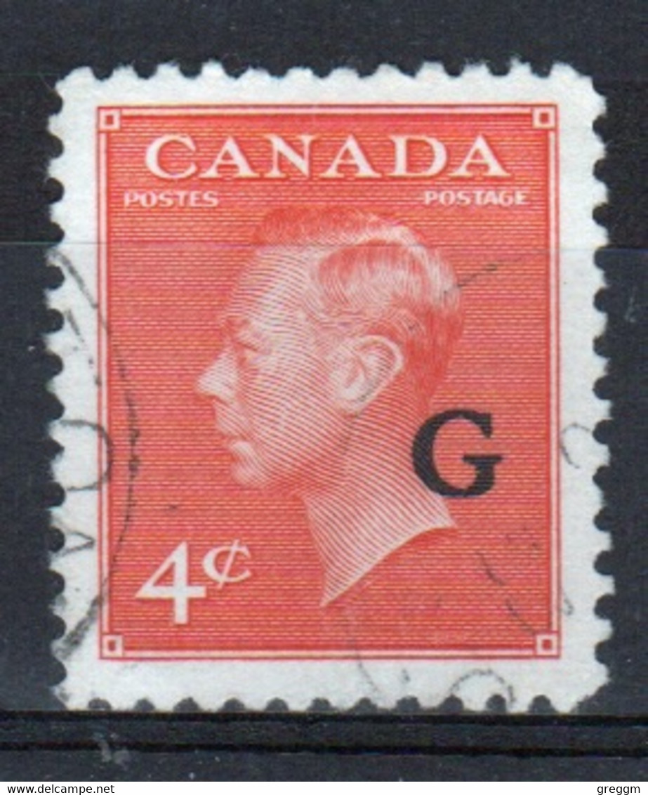 Canada 1950 Single 4c Stamp Overprinted 'G'. In Fine Used - Overprinted