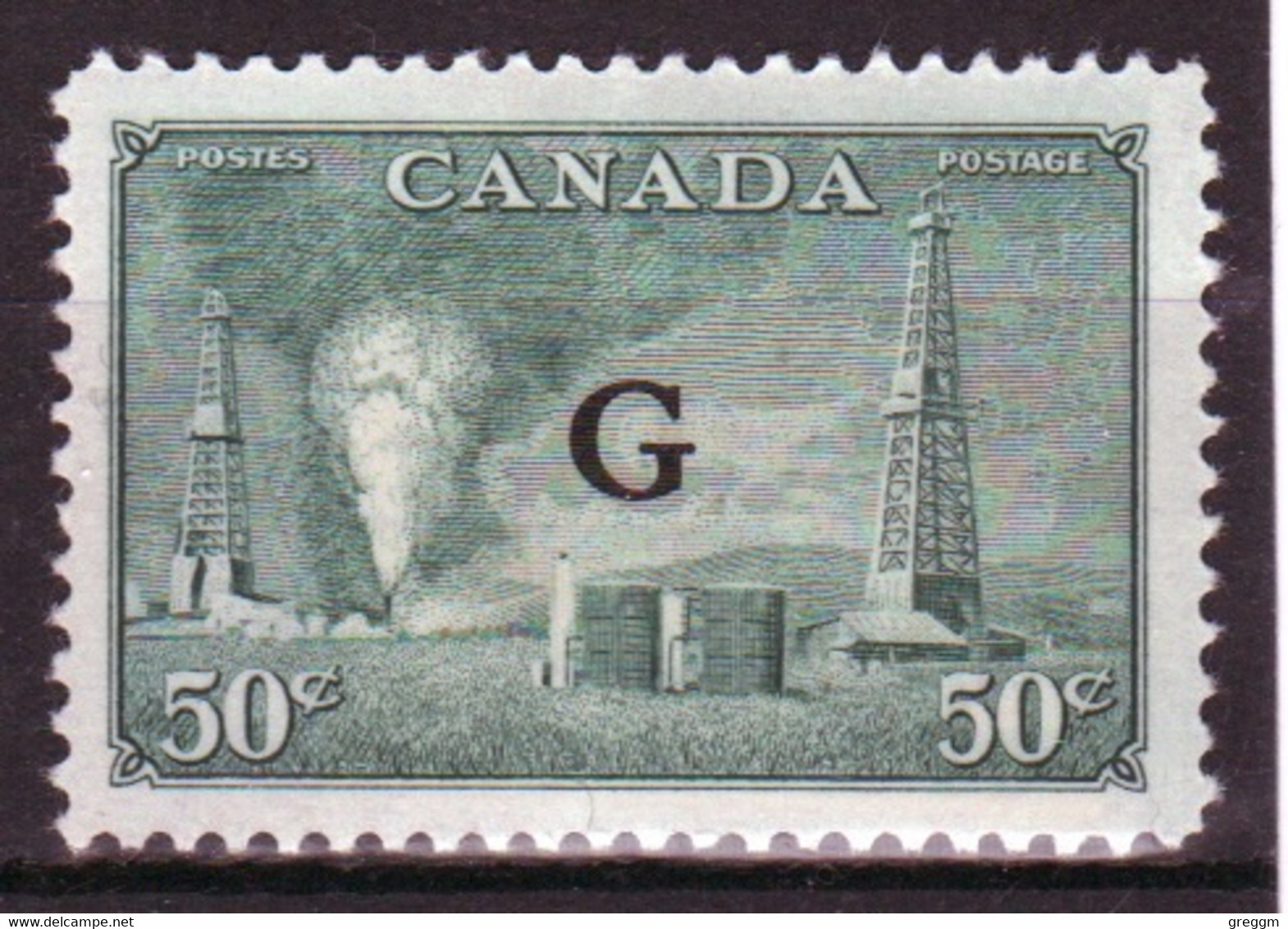 Canada 1950 Single 50c Stamps Overprinted 'G'. In Mounted Mint - Aufdrucksausgaben