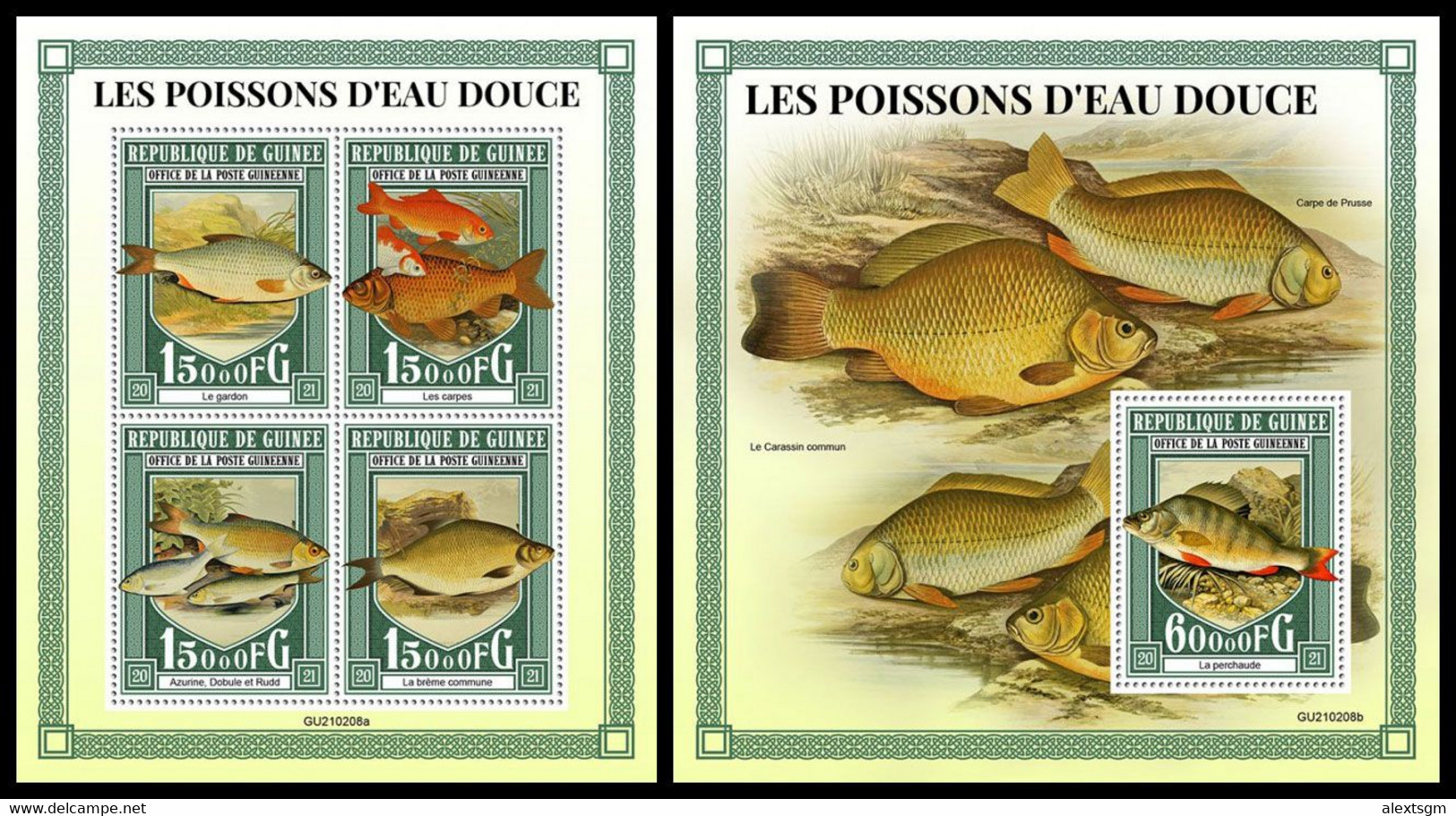 GUINEA 2021 - Freshwater Fishes. M/S + S/S. Official Issue [GU210208] - Vissen