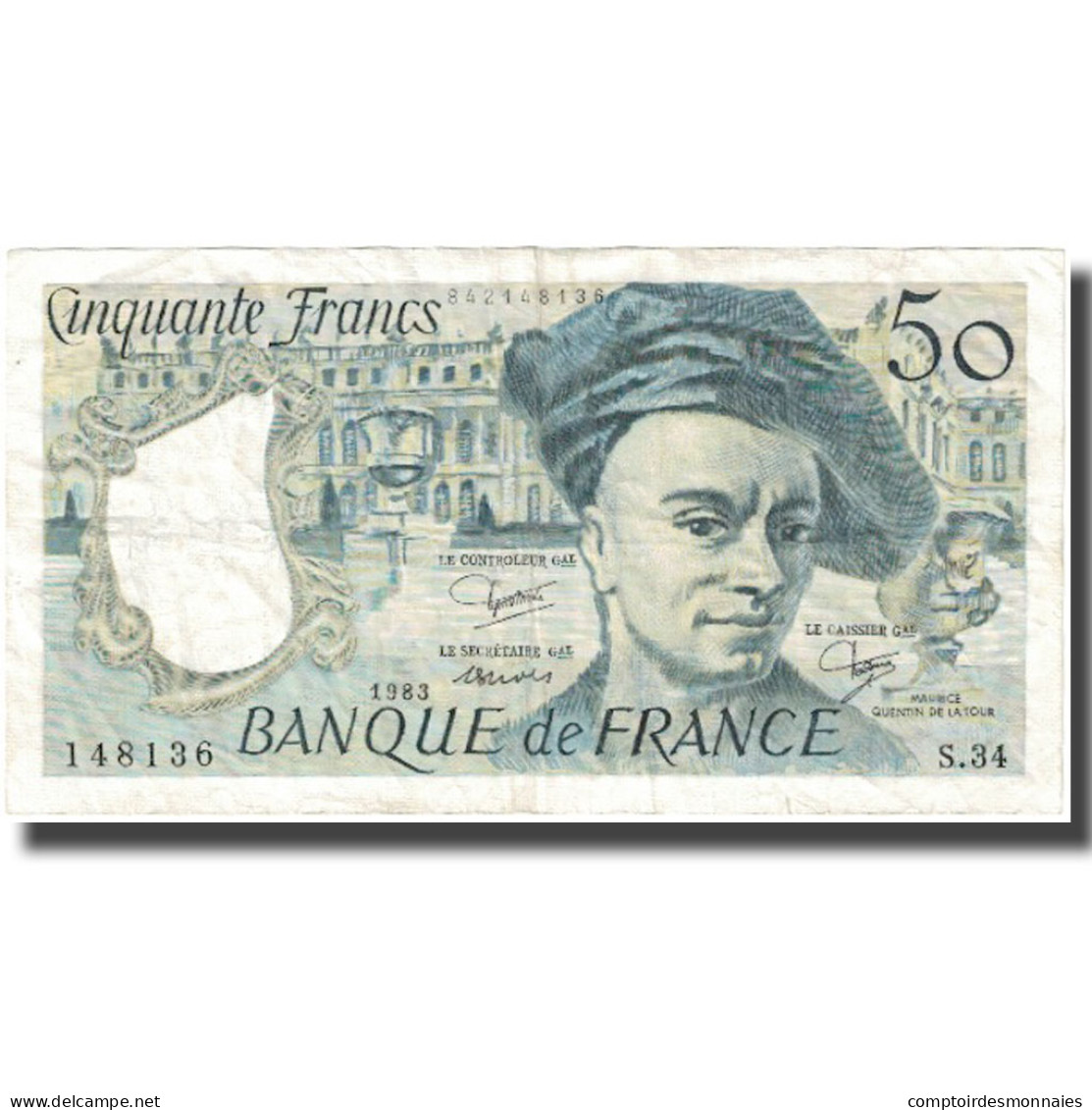 France, 50 Francs, Quentin De La Tour, 1983, TTB, Fayette:67.9, KM:152b - 50 F 1976-1992 ''quentin De La Tour''