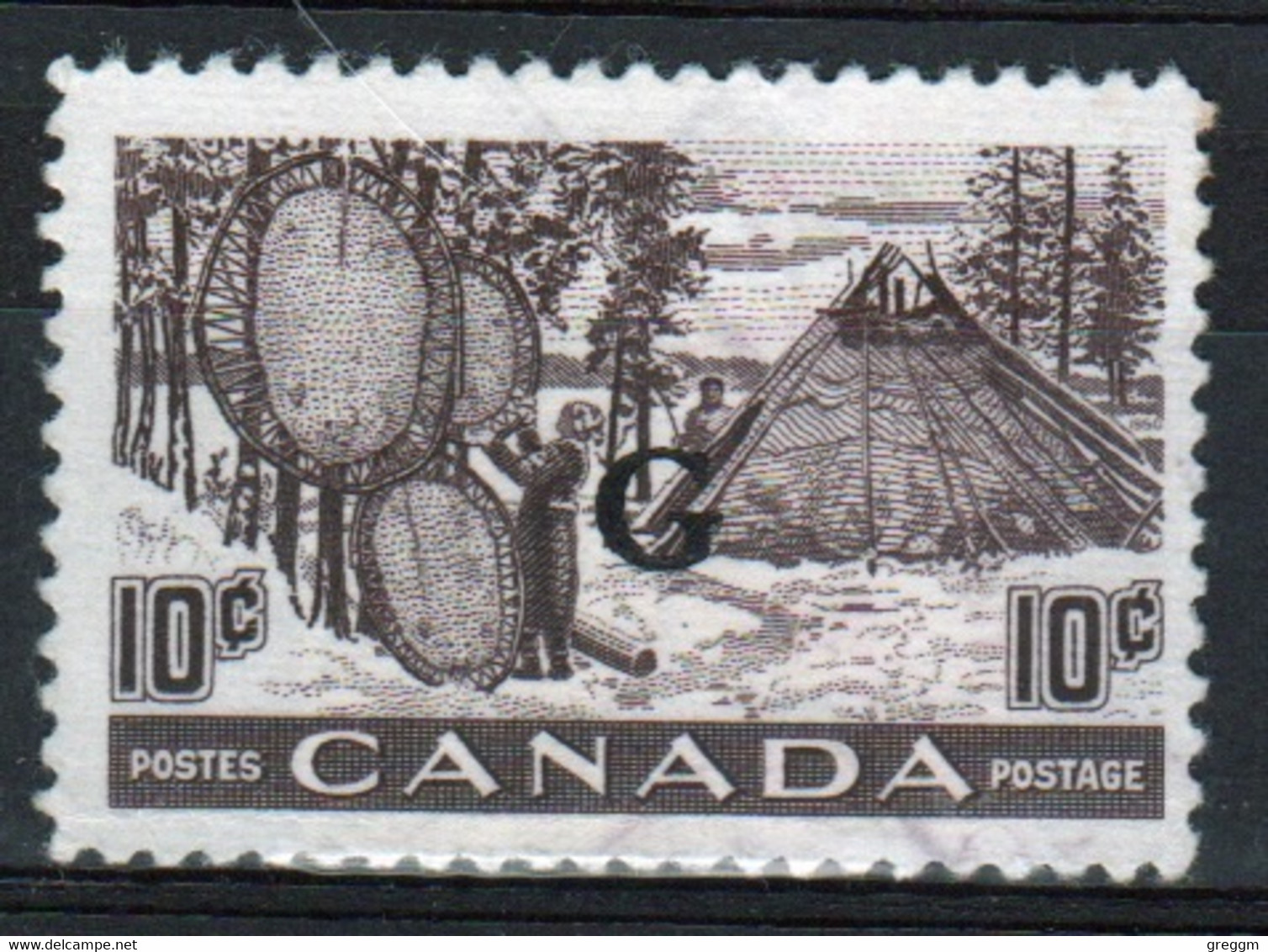 Canada 1950-51 Single 10c Stamps Overprinted 'G'. In Fine Used - Overprinted