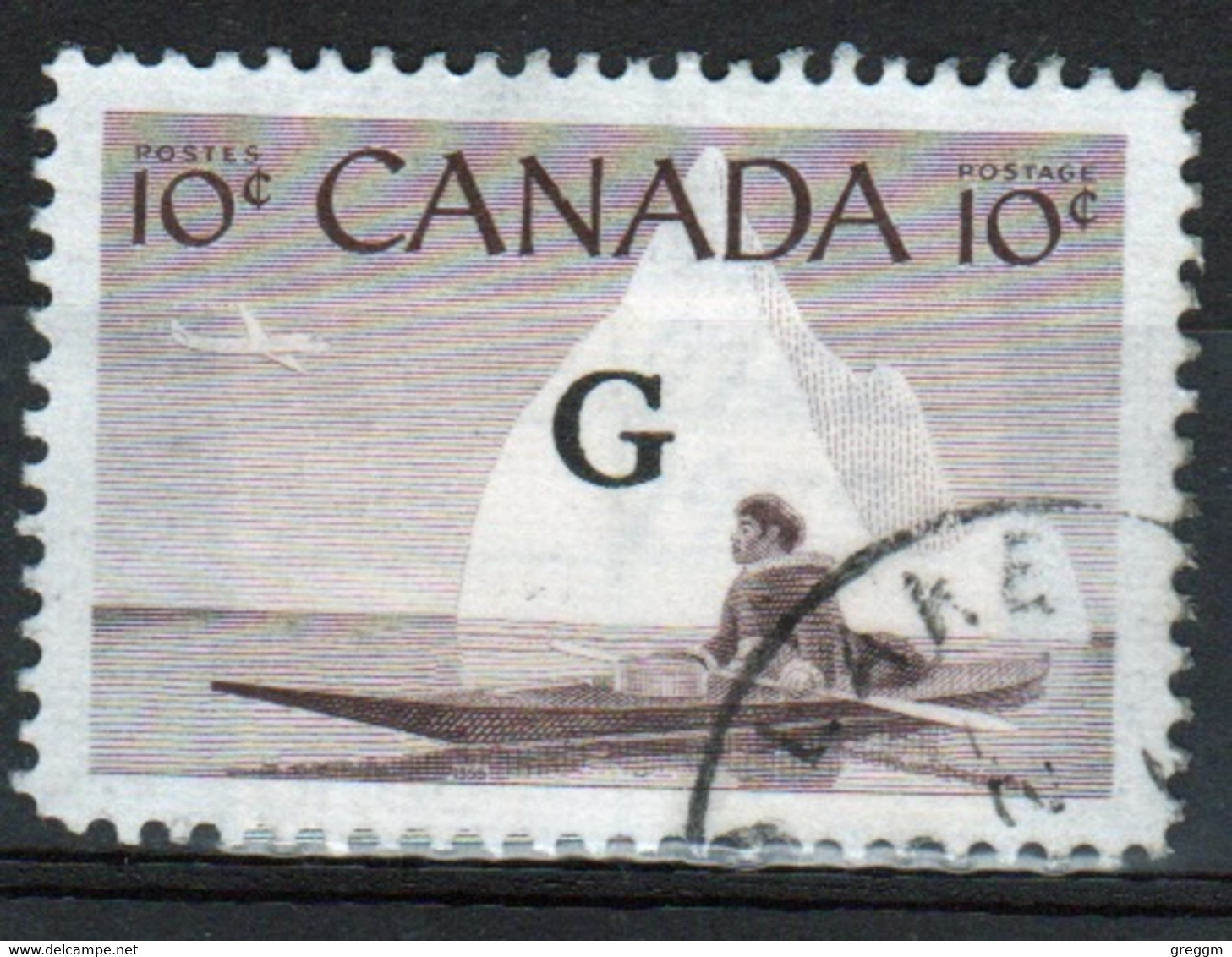 Canada 1955 Single 10c Stamps Overprinted 'G'. In Fine Used - Surchargés