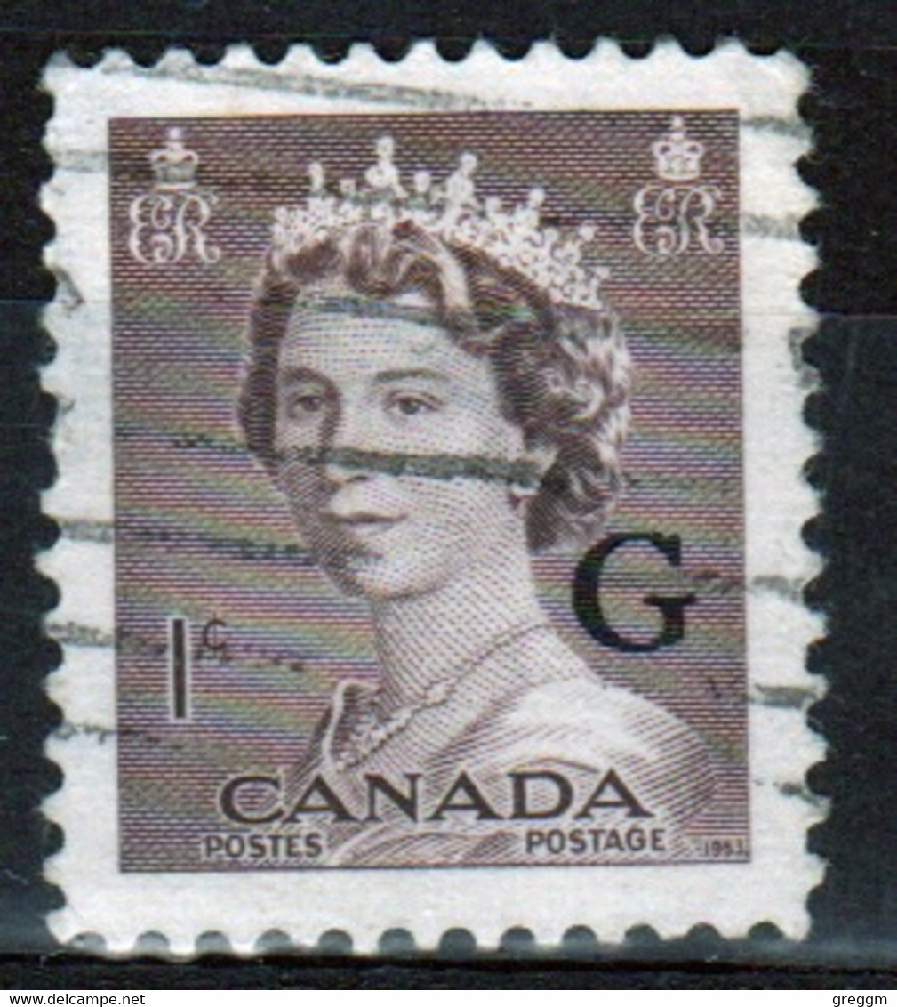 Canada 1955 Single 1c Stamps Overprinted 'G'. In Fine Used - Sobrecargados