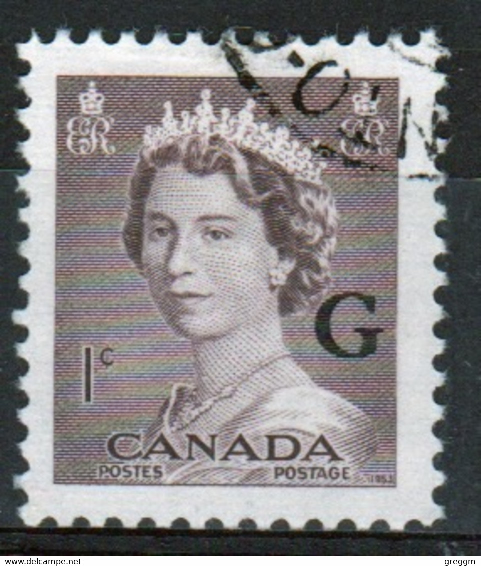 Canada 1955 Single 1c Stamps Overprinted 'G'. In Fine Used - Opdrukken