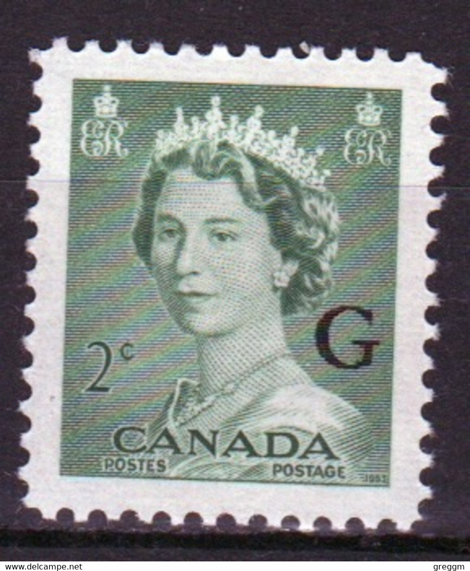 Canada 1955 Single 2c Stamps Overprinted 'G'. In Unmounted Mint - Surchargés