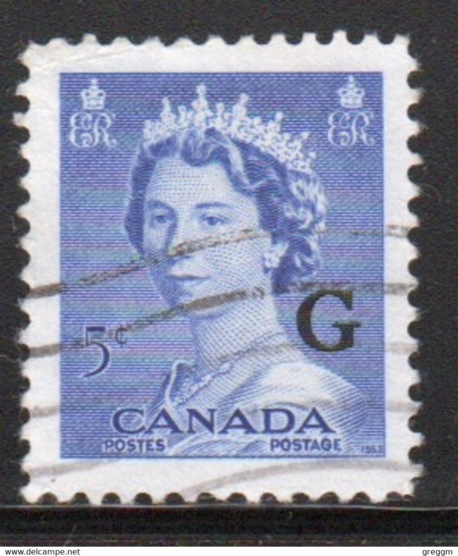 Canada 1955 Single 5c Stamps Overprinted 'G'. In Fine Used - Sobrecargados