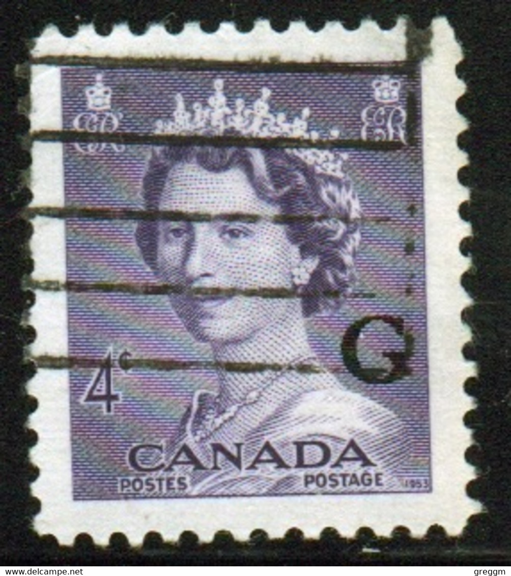 Canada 1955 Single 4c Stamps Overprinted 'G'. In Fine Used - Surchargés