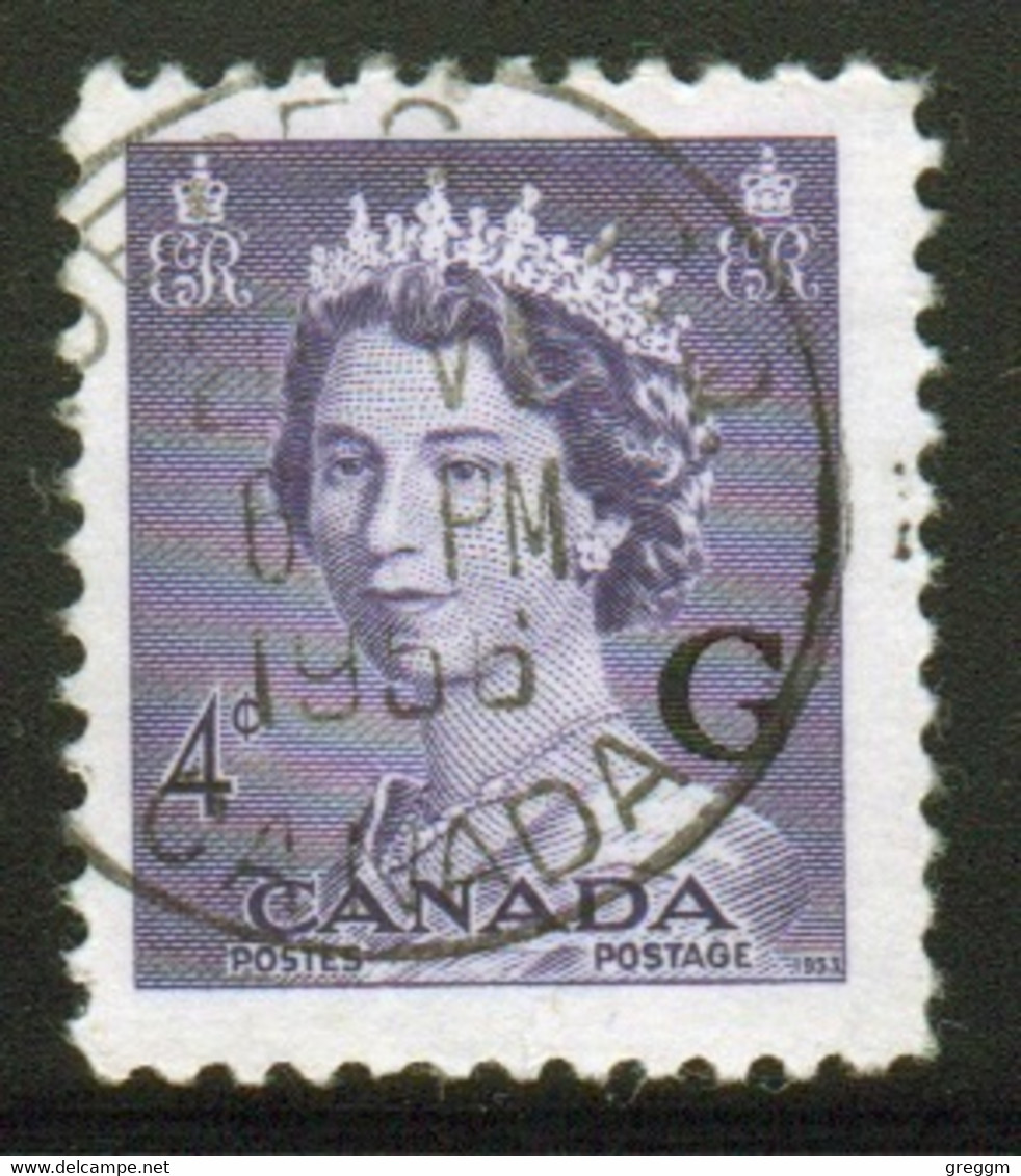 Canada 1955 Single 4c Stamps Overprinted 'G'. In Fine Used - Opdrukken