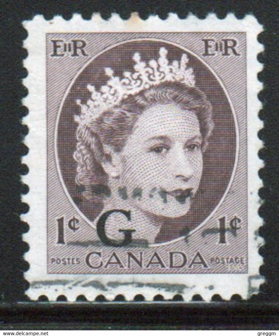 Canada 1955-56 Single 1c Stamps Overprinted 'G'. In Fine Used - Aufdrucksausgaben