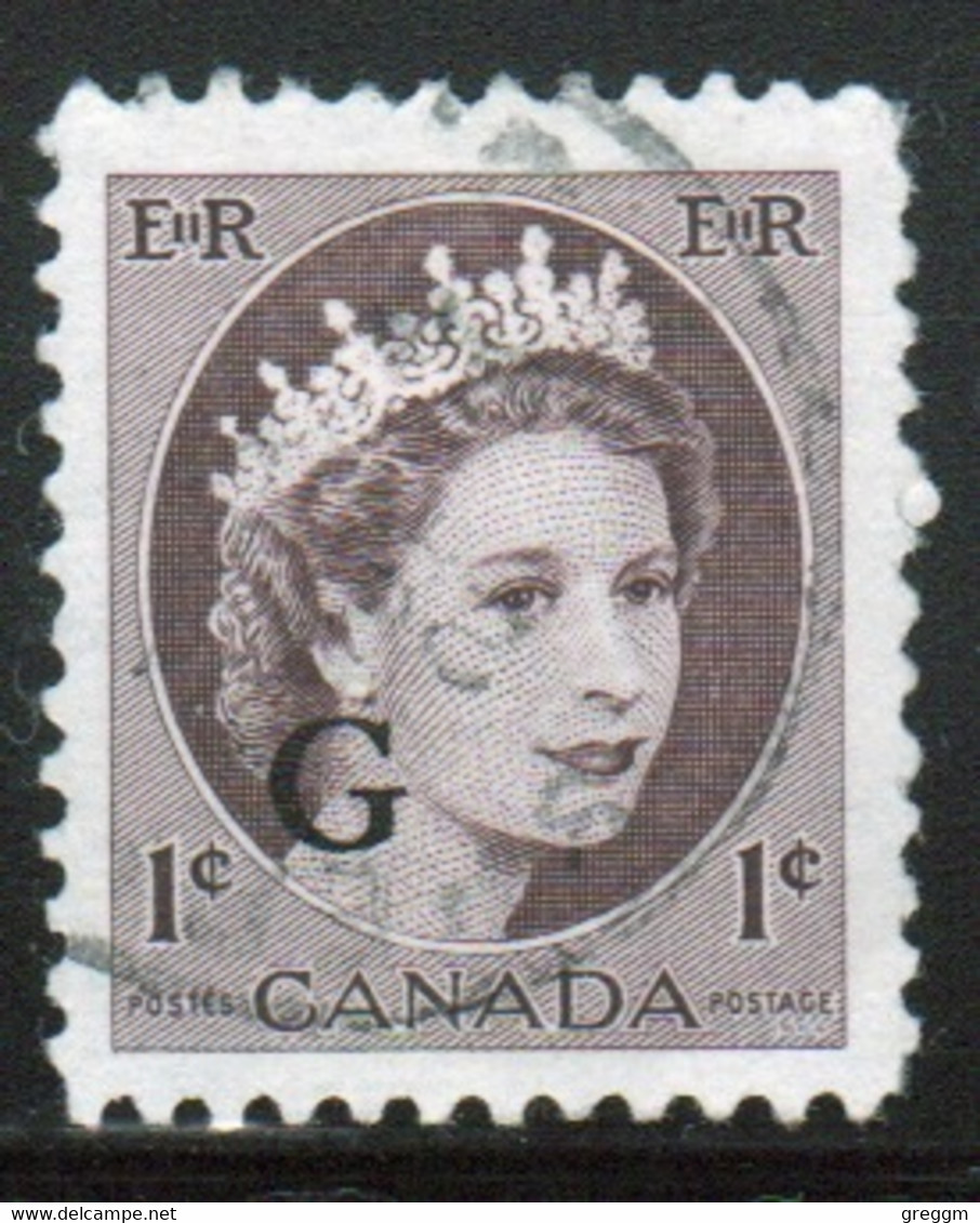 Canada 1955-56 Single 1c Stamps Overprinted 'G'. In Fine Used - Overprinted