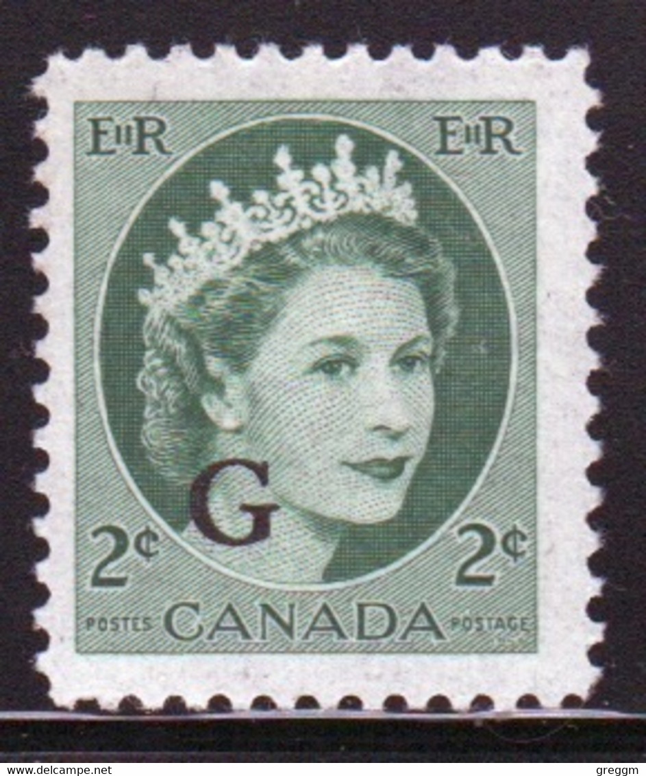 Canada 1955-56 Single 2c Stamps Overprinted 'G'. In Mounted Mint - Overprinted