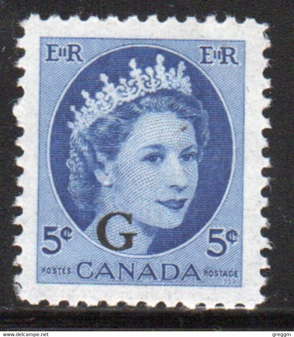 Canada 1955-56 Single 5c Stamps Overprinted 'G'. In Mounted Mint - Sobrecargados