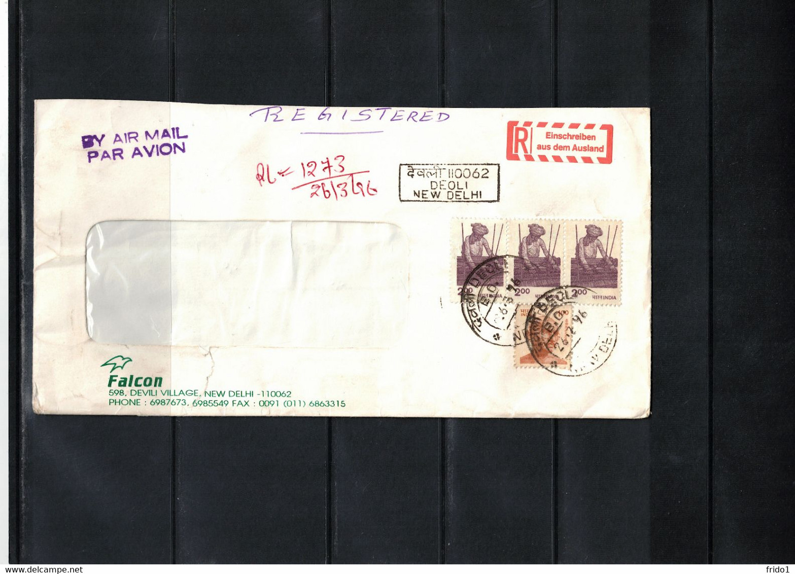 India 1996 Interesting Airmail Registered Letter - Brieven En Documenten