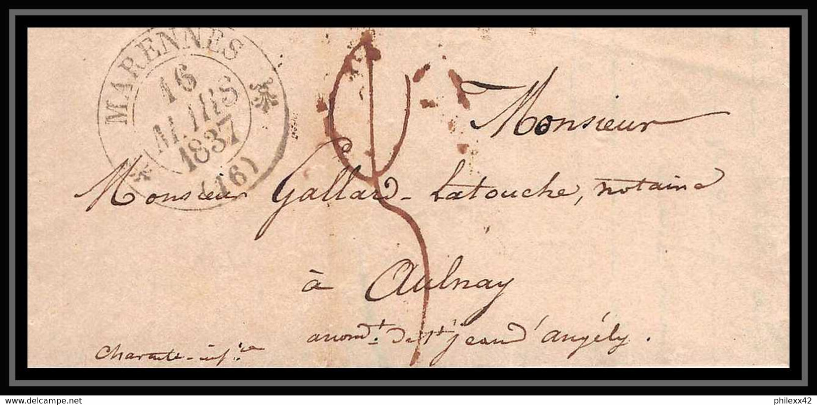 0546 Charente-Maritime Marque Postale - Marennes - 16/3/1837 Pour Aulnay LAC Lettre Cover France - 1801-1848: Precursors XIX