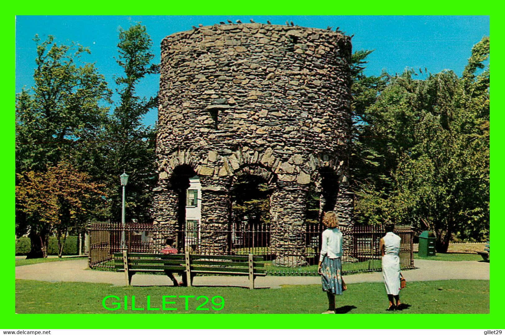 NEWPORT, RI - FAMOUS OLD STONE MILL - ANIMATED WITH PEOPLES - PUB. BY H. B. SETTLE CO - - Newport