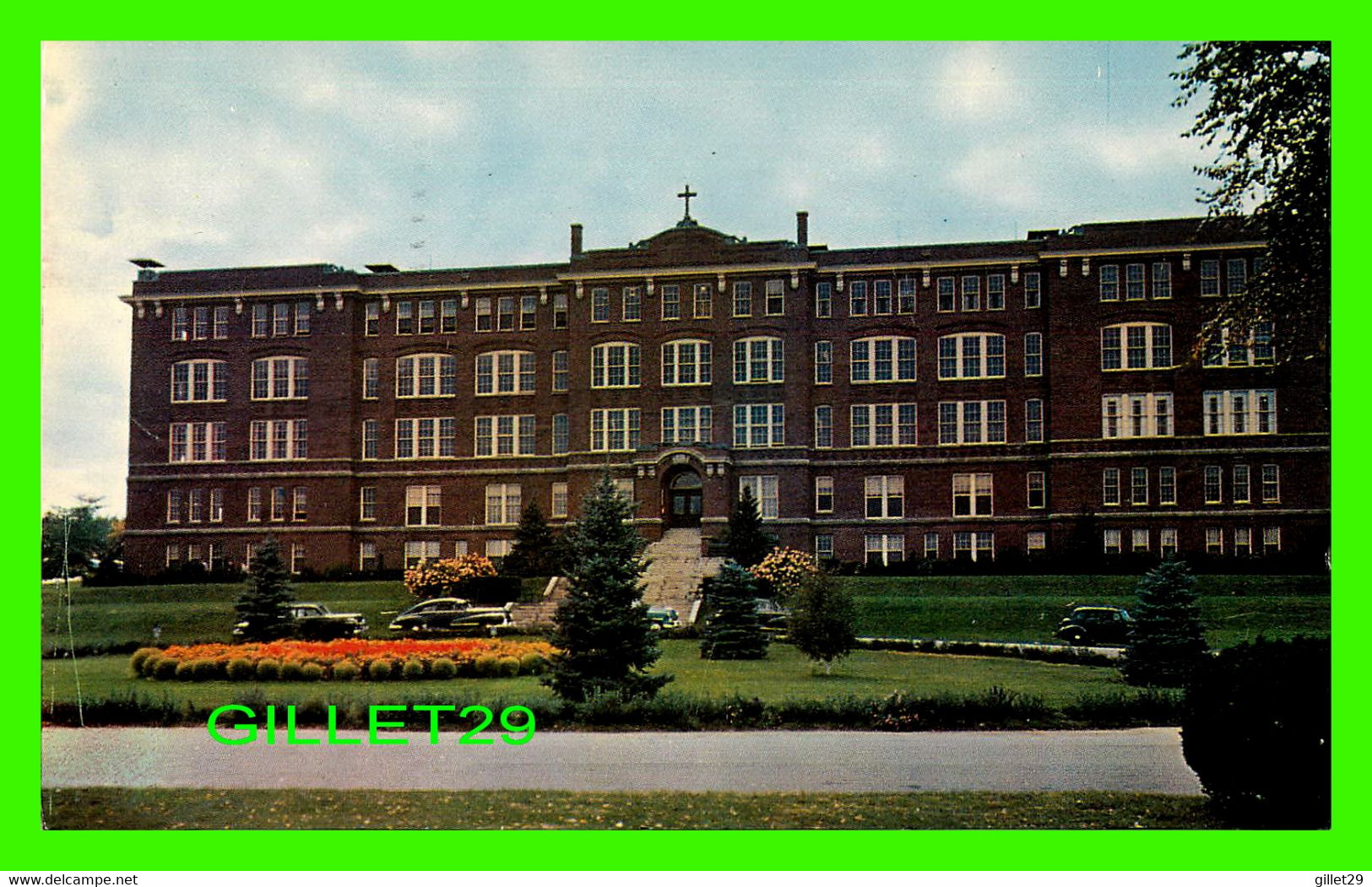 WOONSOCKET, RI - MOUNT ST CHARLES ACADEMY - ANIMATED WITH OLD CARS - TRAVEL IN 1962 -  PUB BY WOONSOCKET NEWS CO - - Woonsocket