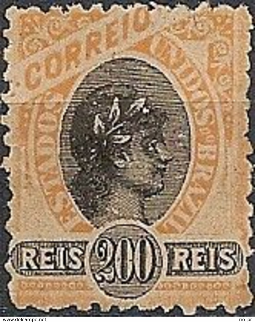 BRAZIL - REPUBLICAN DAWN: ALLEGORY, 200 RÉIS (OLD REPUBLIC) 1894 - NEW NO GUM - Unused Stamps